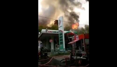 Мәскәүдә «Татнефть» ягулык салу станциясе янындагы бинада зур янгын чыккан