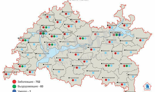 Covid-19 вирусы белән көрәш штабы Татарстанда авыру таралу картасын ясаган