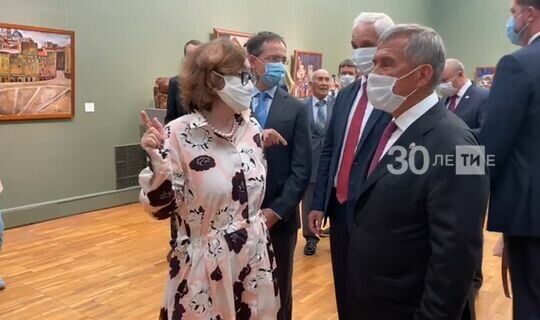 Рөстәм Миңнеханов Третьяков галереясендә Татарстан картиналары күргәзмәсен ачты