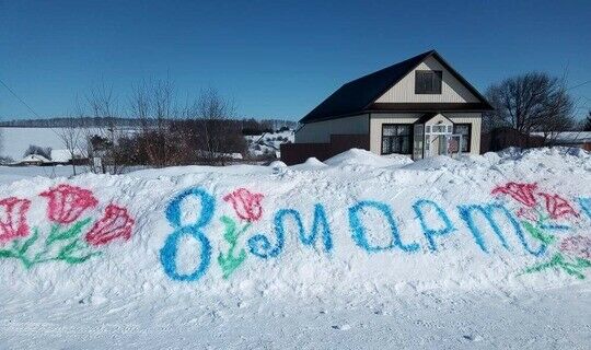 Яшел Үзәннең бер авылында 8 март уңаеннан карда рәсем ясаганнар