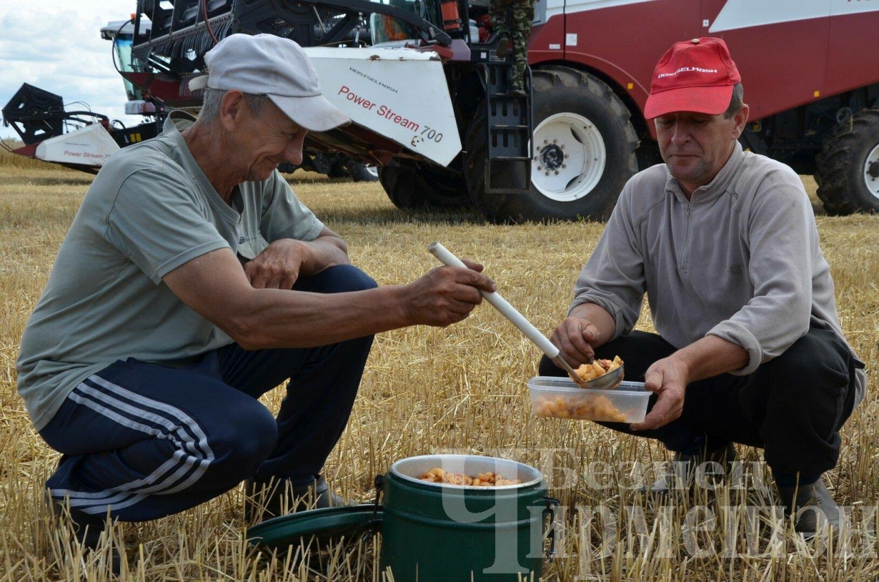 Чирмешән районы Иске Котыш комбайнчыларын флотча макарон белән сыйладылар