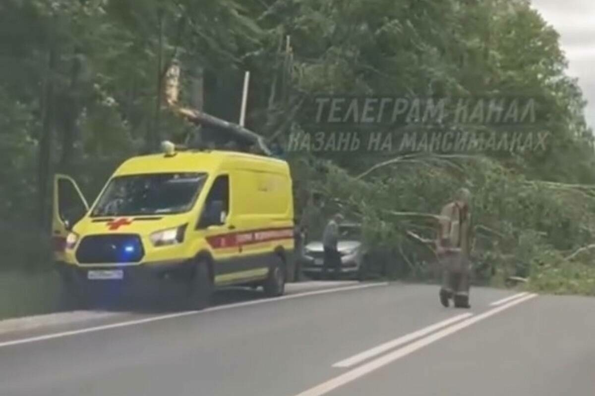Казанда көчле җил 19 агачны сындырган – автомобильләр зыян күргән