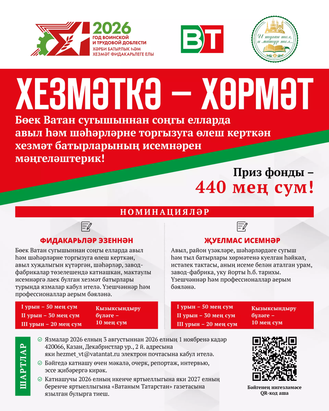 «Ватаным Татарстан» «Хезмәткә – хөрмәт» дип аталган иҗади бәйге игълан итте